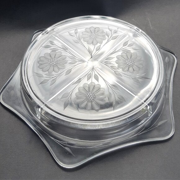 W.J. Hughes Early 1930s CORNFLOWER Glass Hexagon Bowl Divided Art Deco Rare - Picture 4 of 11